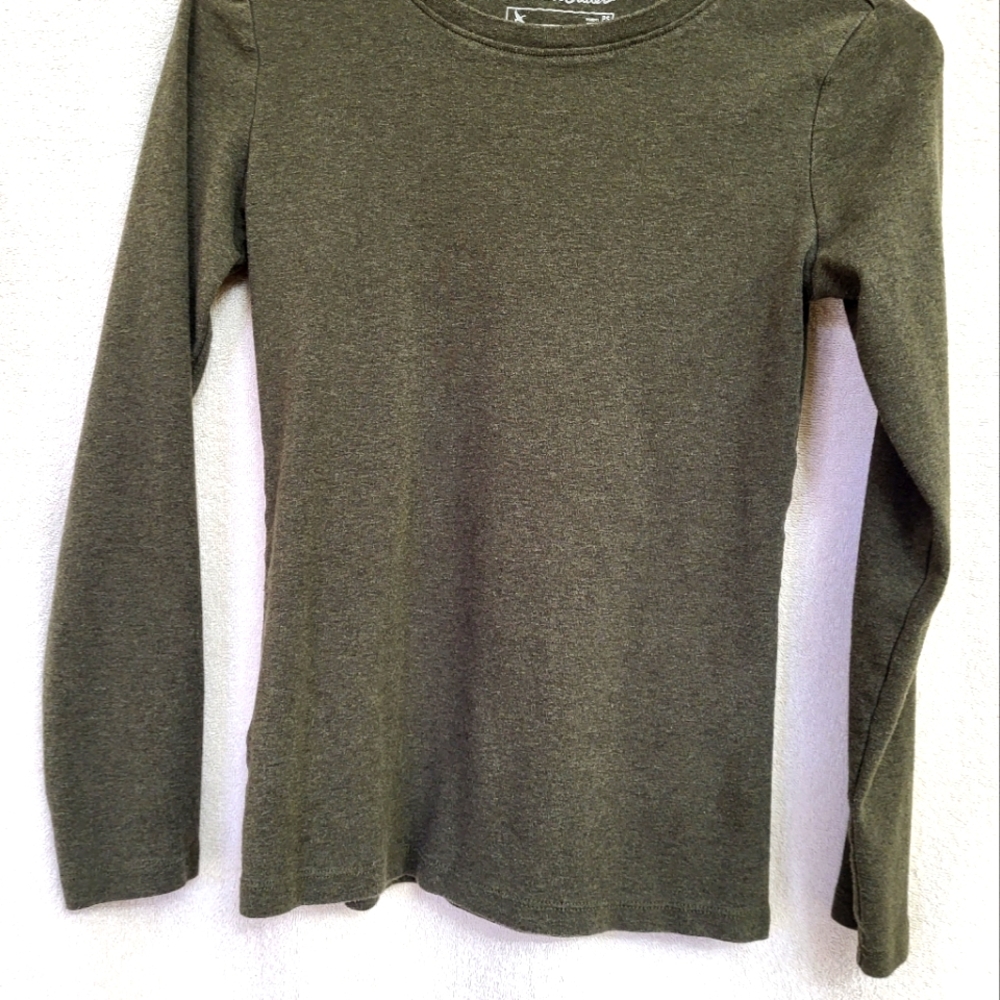 Long-sleeved crewneck t-shirt, dk olive green, PS, Eddie Bauer